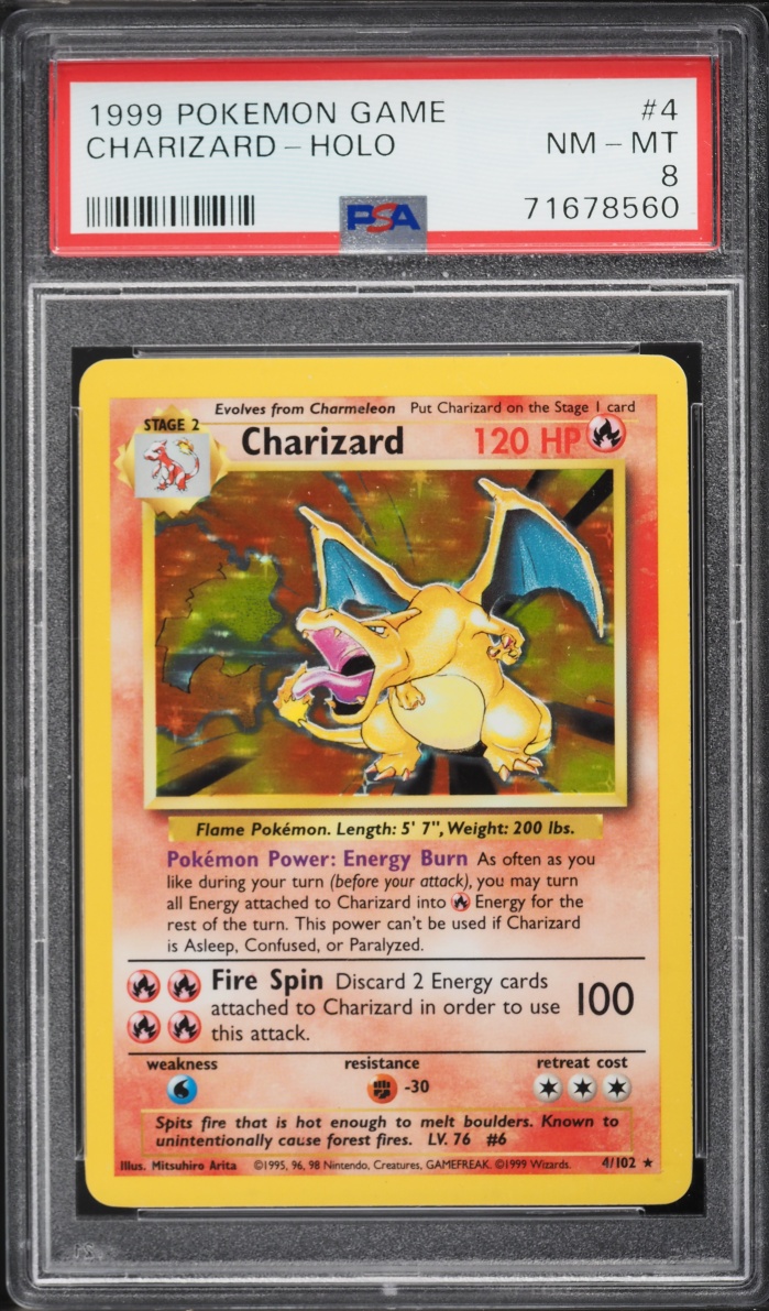 1999 Pokemon Base Set Holo Charizard #4 PSA 8 NM-MT