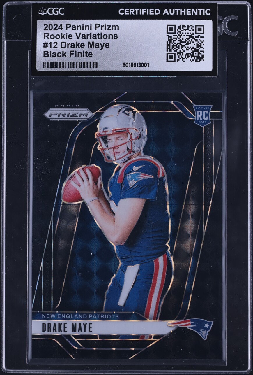 2024 Panini Prizm Variations Black Finite Drake Maye ROOKIE 1/1 #12 CGC AUTH