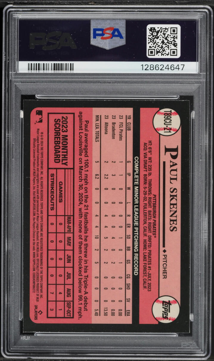 2024 Topps Chrome Silver Pack '89 Update Paul Skenes ROOKIE #T89CU-21 PSA 10 GEM MINT