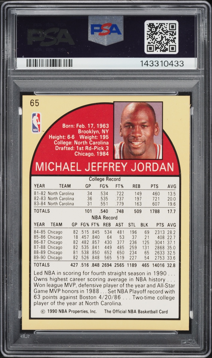 1990 Hoops Michael Jordan #65 PSA 8 NM-MT