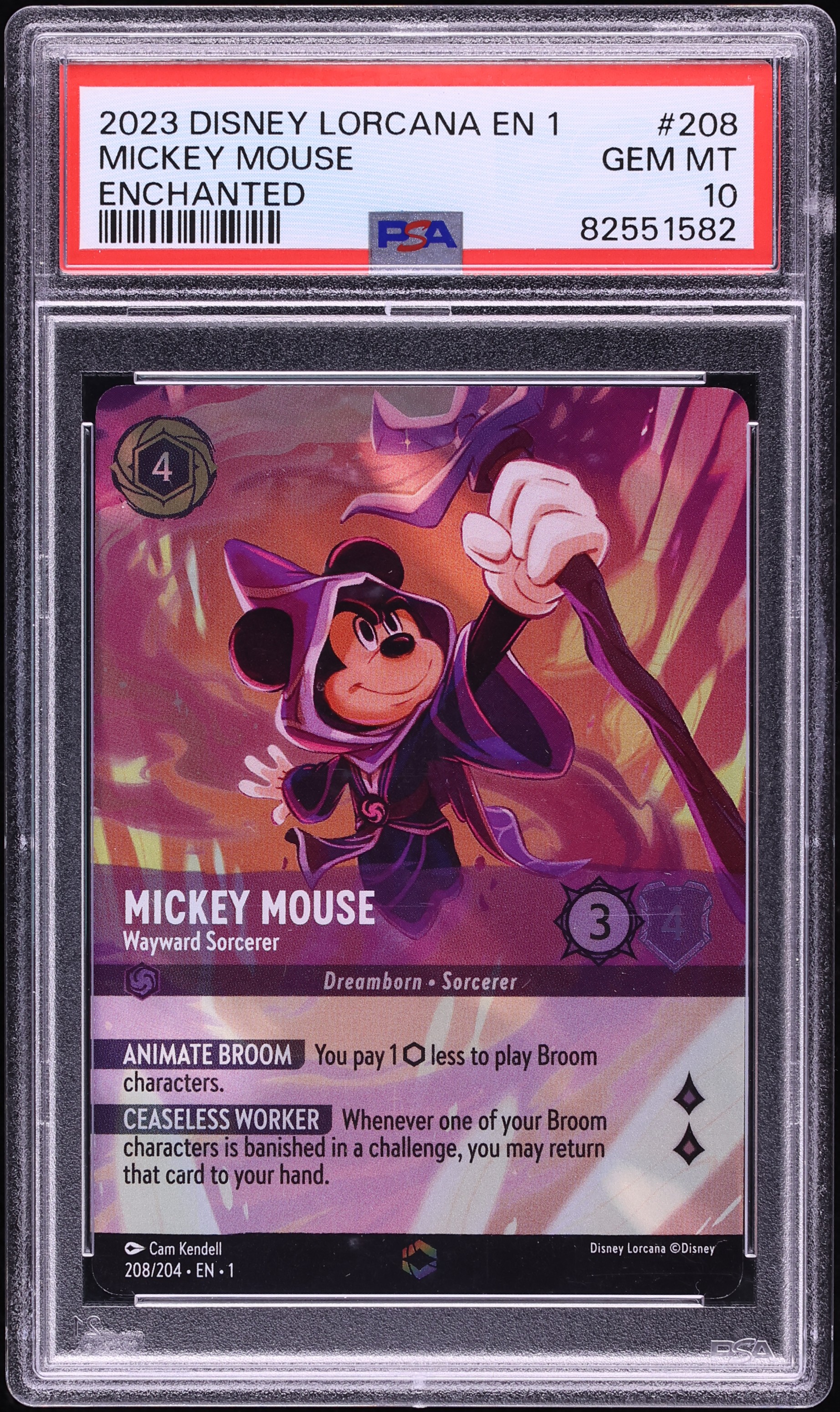 2023 Disney Lorcana The First Chapter Enchanted Mickey Mouse Wayward Sorcerer #208 PSA 10 GEM