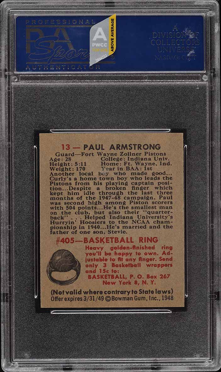 1948 Bowman Basketball Paul Armstrong #13 PSA 9 MINT