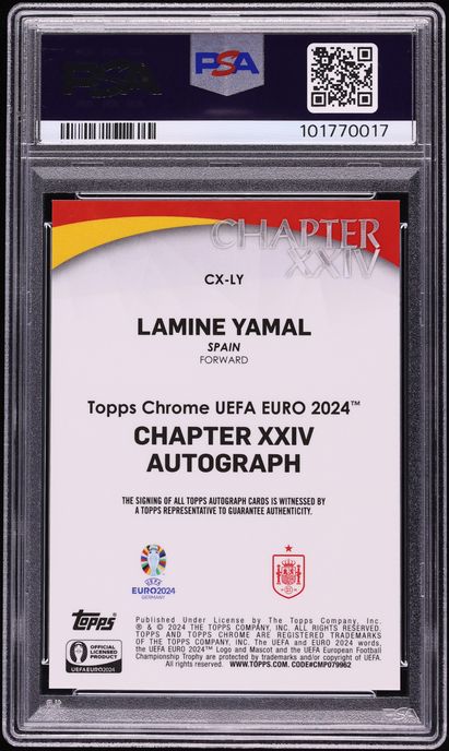2024 Topps Chrome UEFA Euro Chapter XXIV National Debut Red Lamine Yamal AUTO DNA 10 /5 PSA 10
