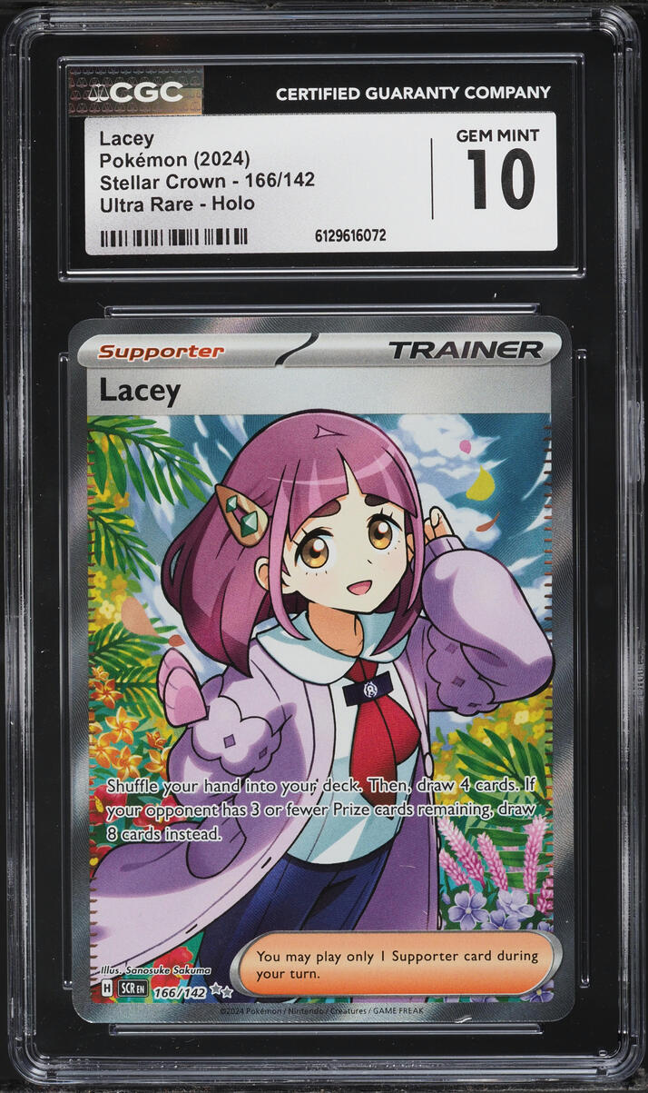 2024 Pokemon Scarlet & Violet Stellar Crown Full Art Lacey #166 CGC 10 GEM MINT
