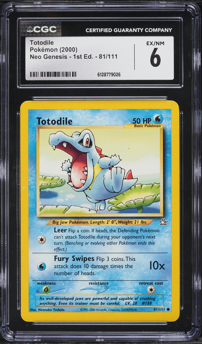 2000 Pokemon Neo Genesis 1st Edition Totodile #81 CGC 6 EXMT