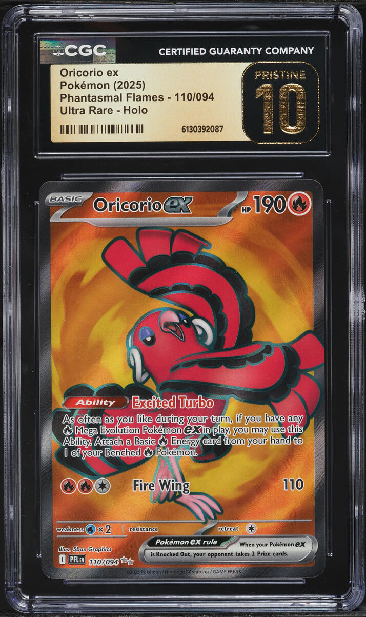 2025 Pokemon Mega Phantasmal Flames Full Art Oricorio ex #110 CGC 10 PRISTINE