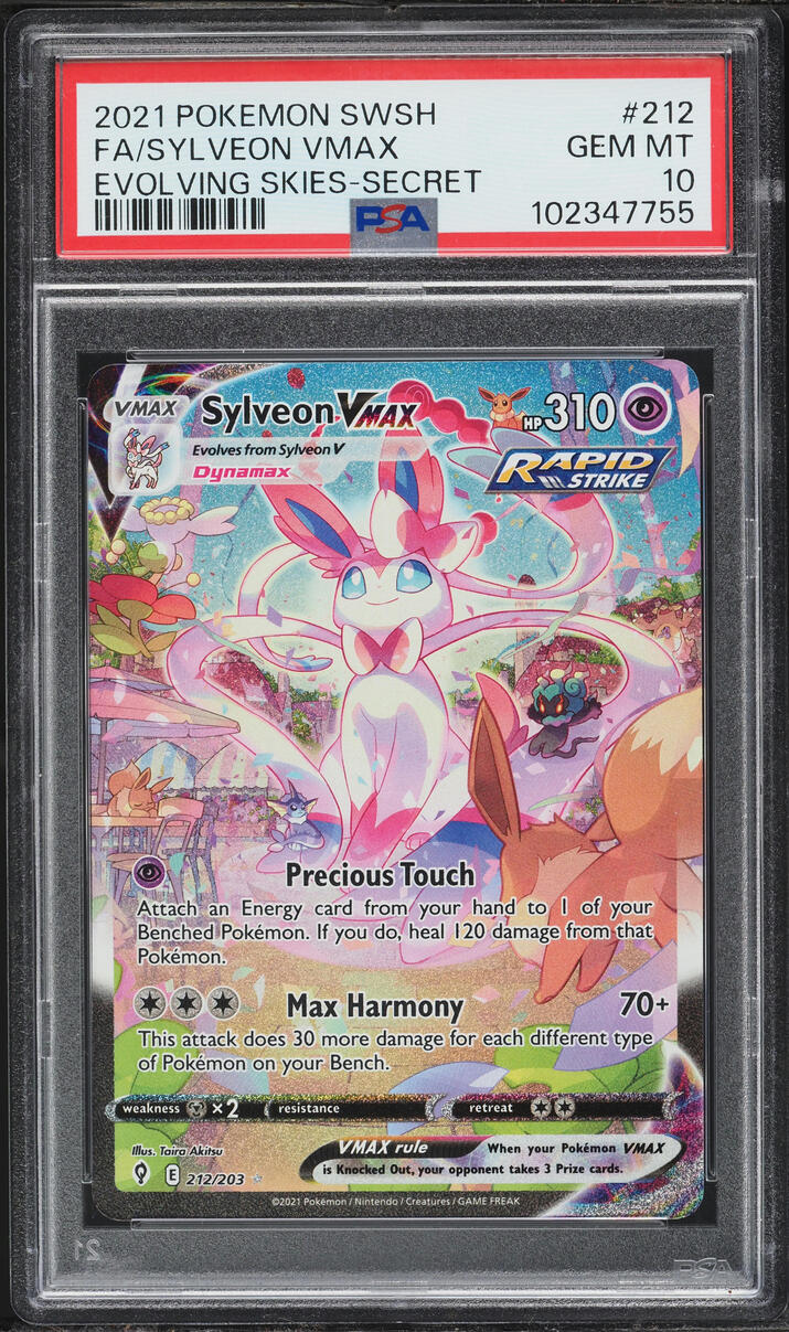 2021 Pokemon Sword & Shield Evolving Skies SEC Sylveon VMAX #212 PSA 10 GEM MINT