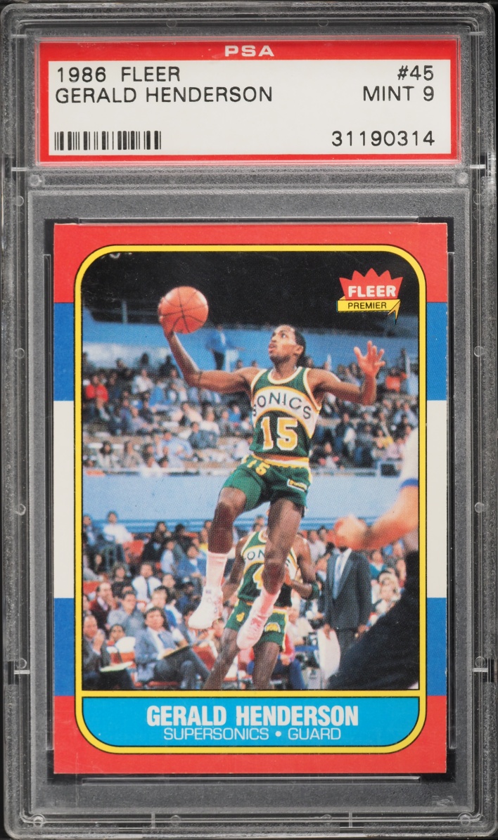 1986 Fleer Basketball Gerald Henderson #45 PSA 9 MINT