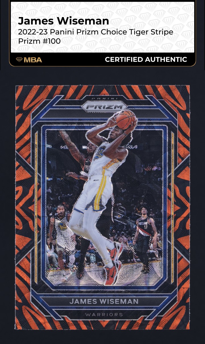 2022 Panini Prizm Choice Tiger Stripe James Wiseman #100 MBA AUTH