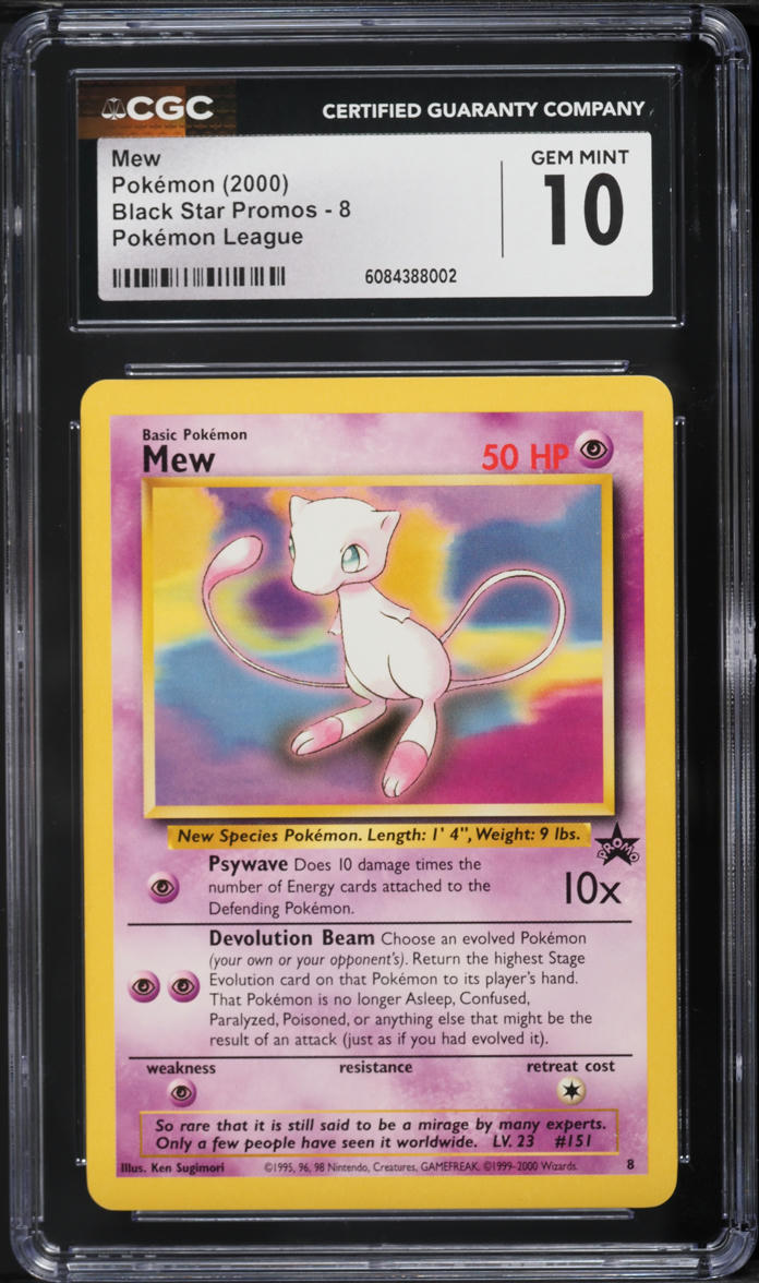 2000 Pokemon League Black Star Promo Mew #8 CGC 10 GEM MINT