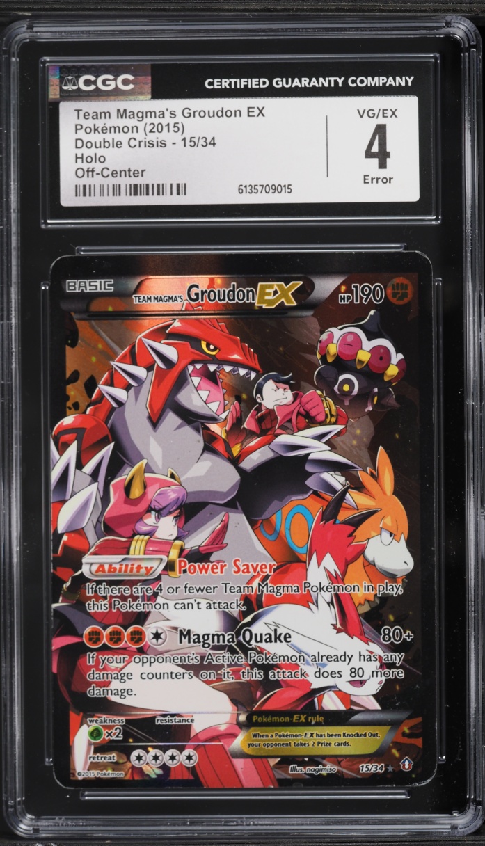 2015 Pokemon XY Double Crisis Full Art Team Magma's Groudon EX #15 CGC 4 VGEX