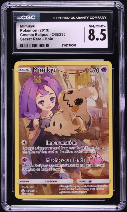 2019 Pokemon Sun & Moon Cosmic Eclipse Full Art Mimikyu #245 CGC 8.5 NM-MT+