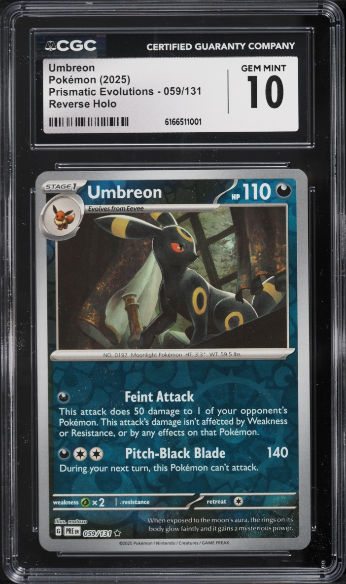 2025 Pokemon Scarlet & Violet Prismatic Evolutions Reverse Holo Umbreon #59 CGC 10 GEM MINT