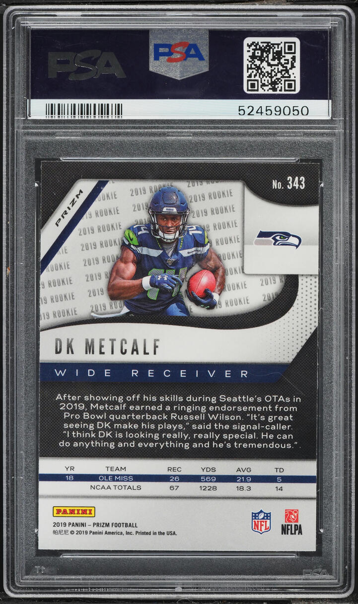 2019 Panini Prizm Disco DK Metcalf ROOKIE #343 PSA 10 GEM MINT