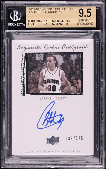 2009 Exquisite Collection Stephen Curry ROOKIE AUTO /225 #72 BGS 9.5 GEM MINT