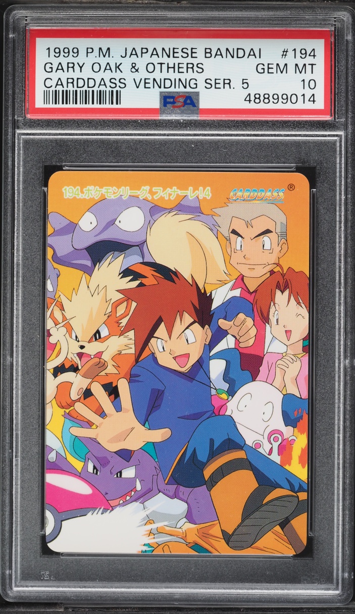 1999 Pokemon Japanese Bandai Carddass Vending Series 5 Gary Oak #194 PSA 10 GEM MINT