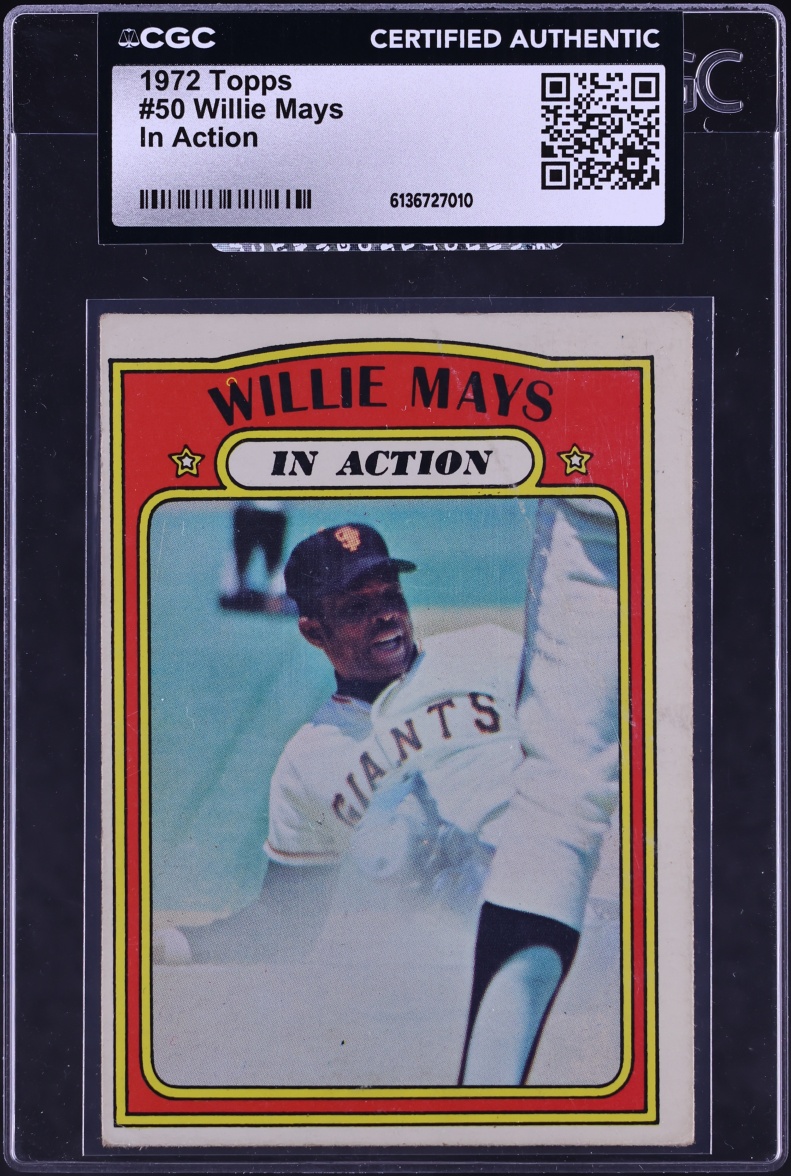 1972 Topps Willie Mays IN ACTION #50 CGC AUTH
