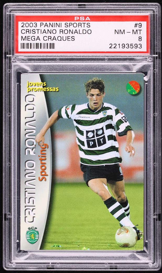 2003 Panini Sports Mega Craques Cristiano Ronaldo ROOKIE #137 PSA 8 NM-MT