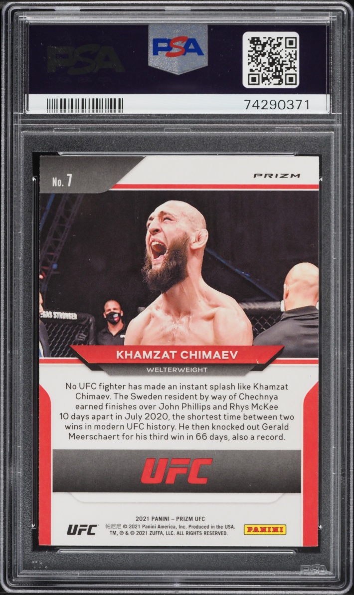 2021 Panini Prizm UFC Silver Khamzat Chimaev ROOKIE #7 PSA 9 MINT