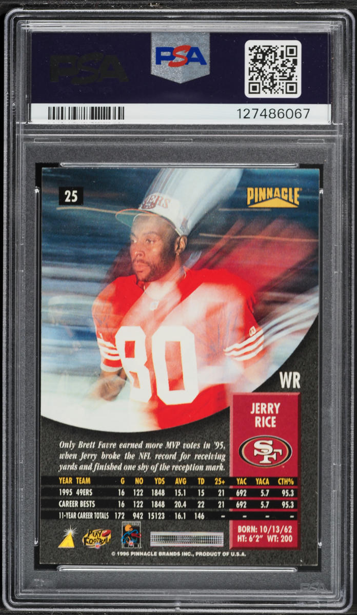 1996 Pinnacle Football Jerry Rice #25 PSA 9 MINT
