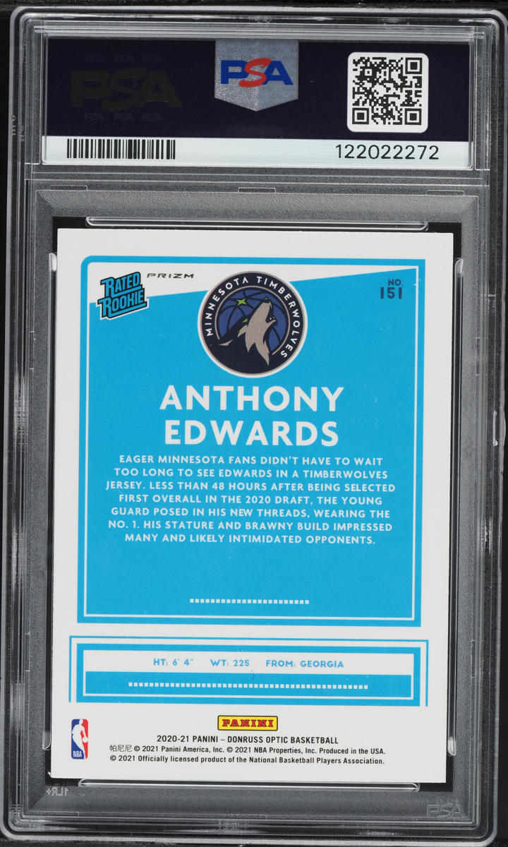 2020 Donruss Optic Hyper Pink Anthony Edwards ROOKIE #151 PSA 7 NRMT