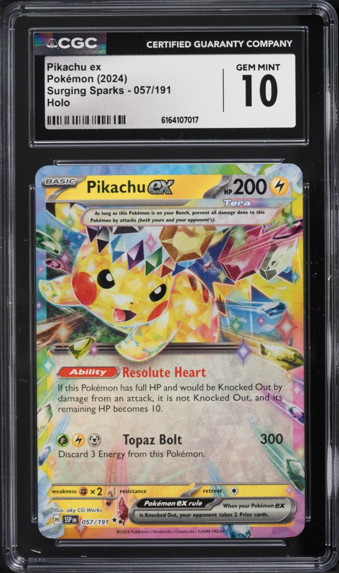 2024 Pokemon Scarlet & Violet Surging Sparks Holo Pikachu ex #57 CGC 10 GEM MINT