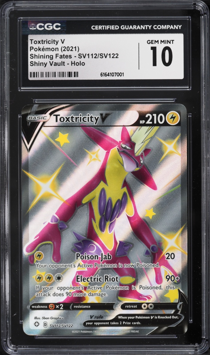 2021 Pokemon Sword & Shield Shining Fates Shiny Vault Full Art Toxtricity V #SV112 CGC 10 GEM