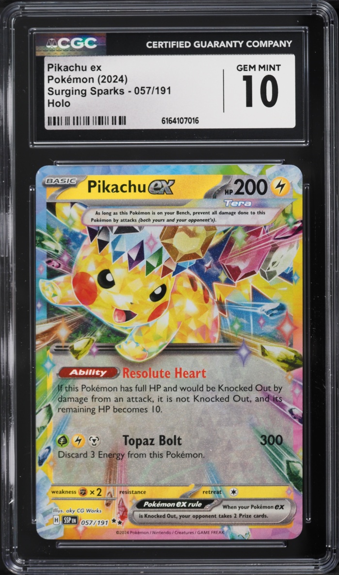 2024 Pokemon Scarlet & Violet Surging Sparks Holo Pikachu ex #57 CGC 10 GEM MINT