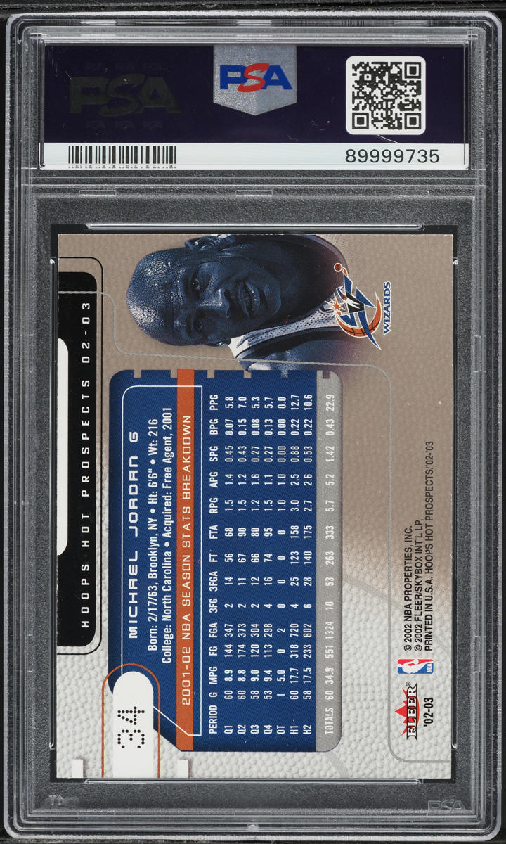 2002 Hoops Hot Prospects Michael Jordan #34 PSA 9 MINT