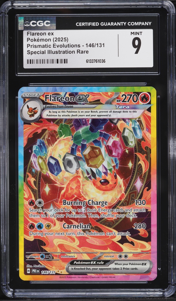 2025 Pokemon Scarlet & Violet Prismatic Evolutions SIR Flareon Ex #146 CGC 9 MINT