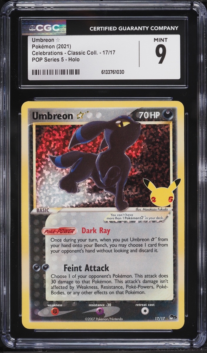 2021 Pokemon Sword & Shield Celebrations Classic POP Series 5 Holo Umbreon #17 CGC 9 MINT
