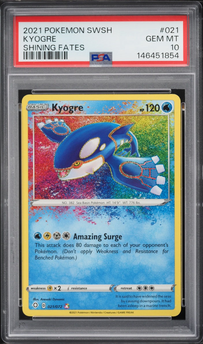 2021 Pokemon Sword & Shield Shining Fates Amazing Rare Kyogre #21 PSA 10 GEM MINT