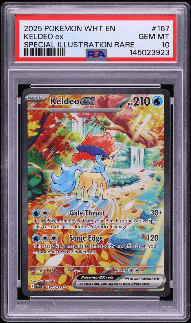 2025 Pokemon Scarlet & Violet White Flare SIR Keldeo ex #167 PSA 10 GEM MINT