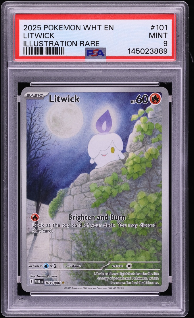 2025 Pokemon Scarlet & Violet White Flare IR Litwick #101 PSA 9 MINT
