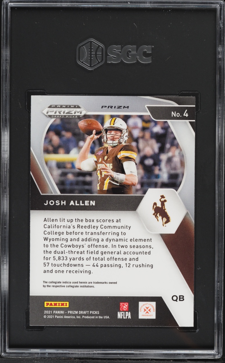 2021 Panini Prizm Draft Picks Green Josh Allen #4 SGC 10 GEM MINT