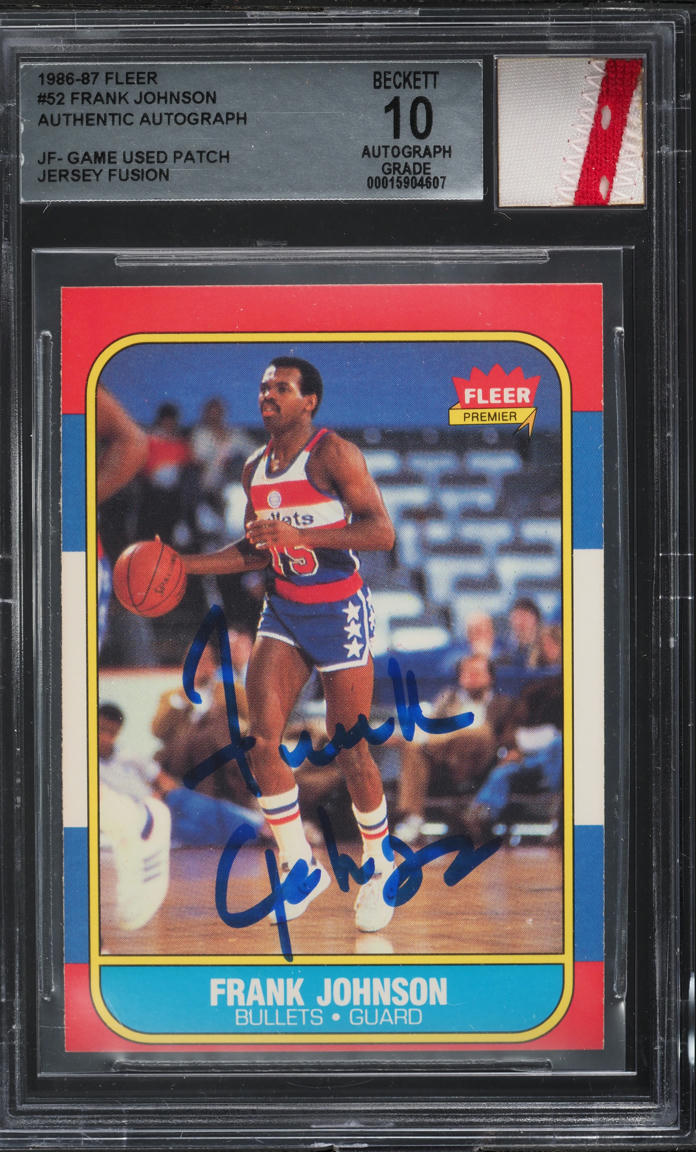 1986 Fleer Basketball Frank Johnson GAME USED PATCH AUTO #52 BGS AUTH