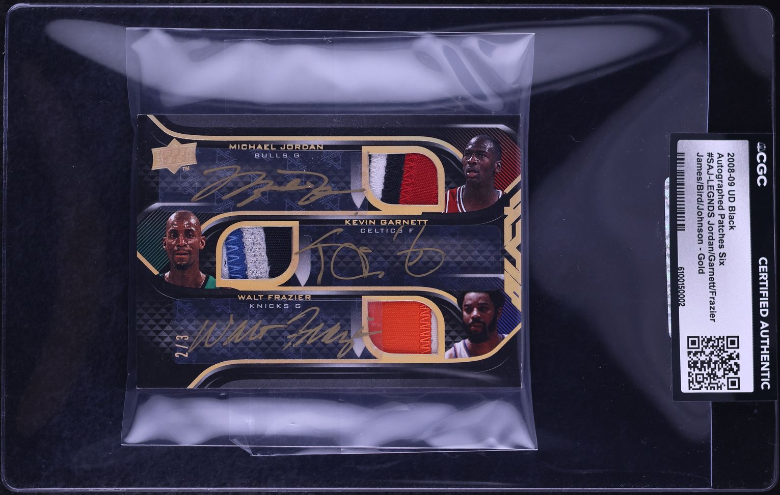 2008 Upper Deck Black Six Gold James Bird Johnson Jordan Garnett Frazier PATCH AUTO /3 CGC AUTH