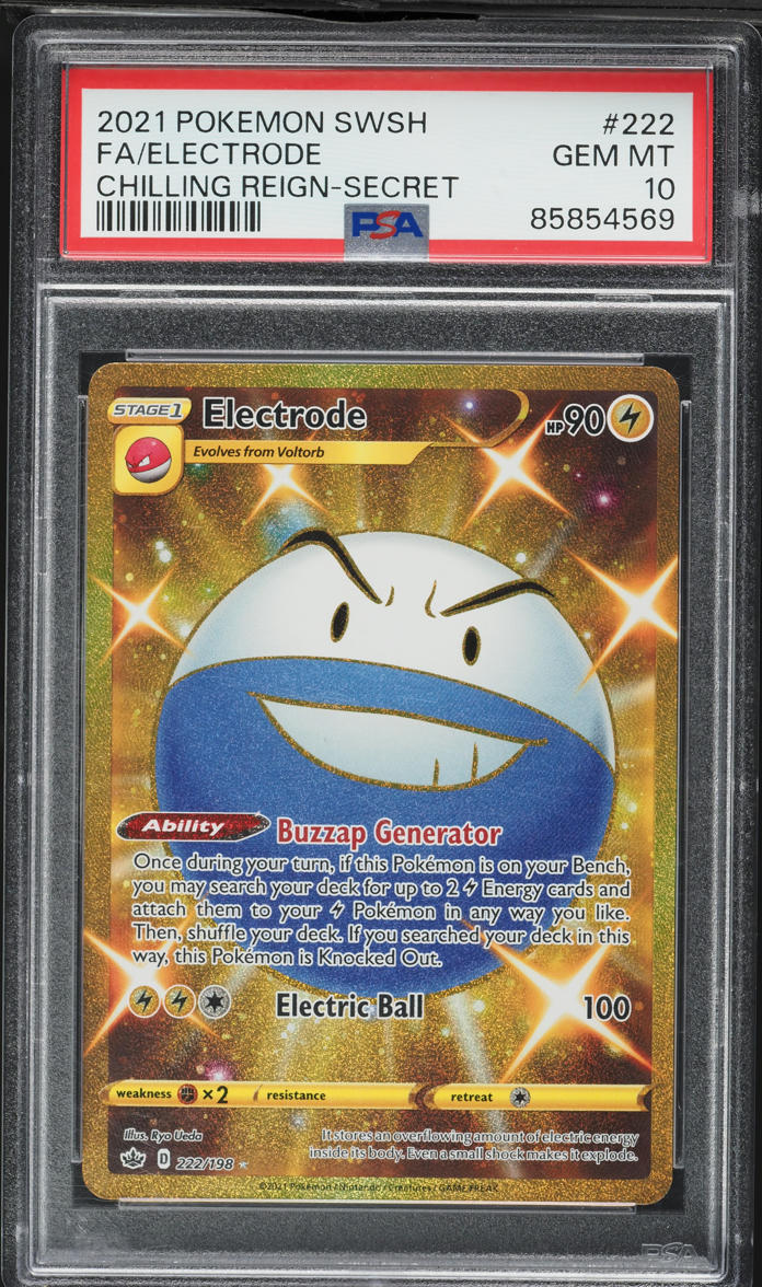 2021 Pokemon Sword & Shield Chilling Reign Gold Rare Electrode #222 PSA 10 GEM MINT
