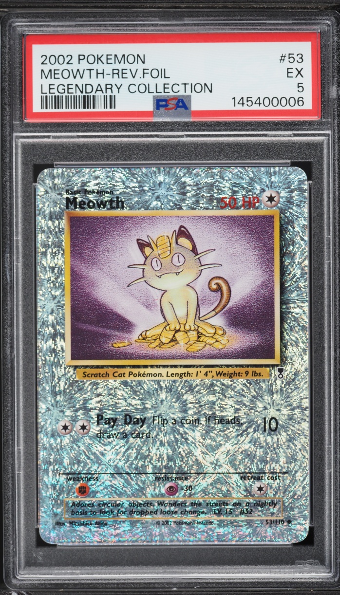 2002 Pokemon Legendary Collection Reverse Holo Meowth #53 PSA 5 EX