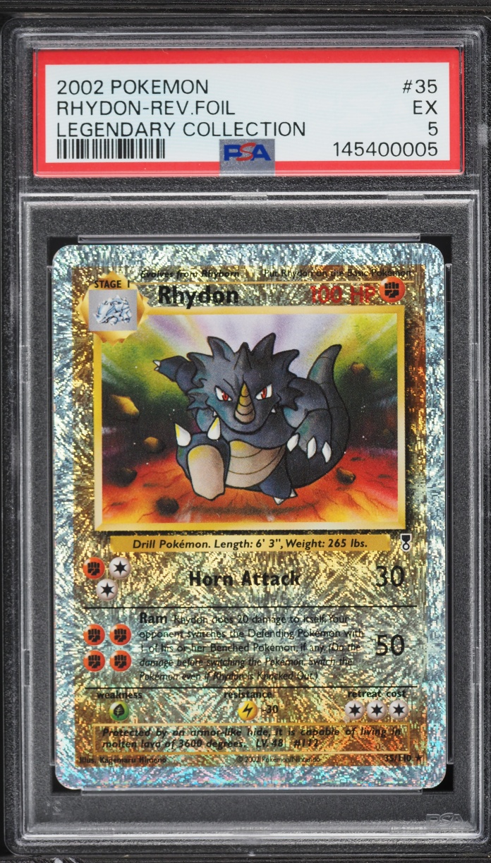 2002 Pokemon Legendary Collection Reverse Holo Rhydon #35 PSA 5 EX