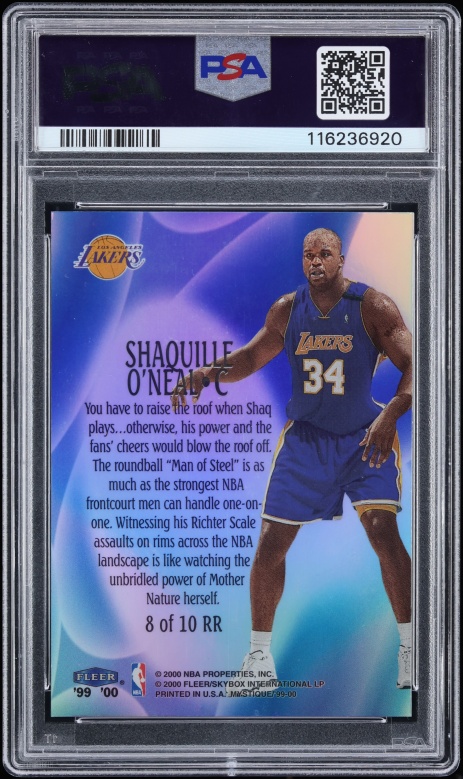 1999 Fleer Mystique Raise The Roof Shaquille O'Neal /100 #8 PSA 7 NRMT - Photo 2