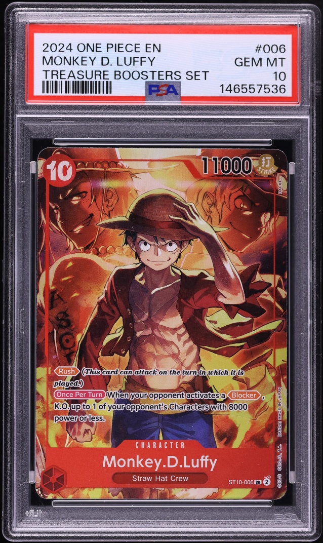 2024 One Piece Treasure Booster Set SR Alt Art Monkey D. Luffy #ST10-006 PSA 10 GEM MINT