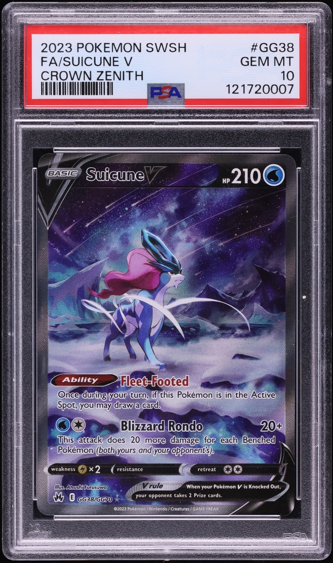 2023 Pokemon Sword & Shield Crown Zenith Alt Art Suicune V #GG38 PSA 10 GEM MINT