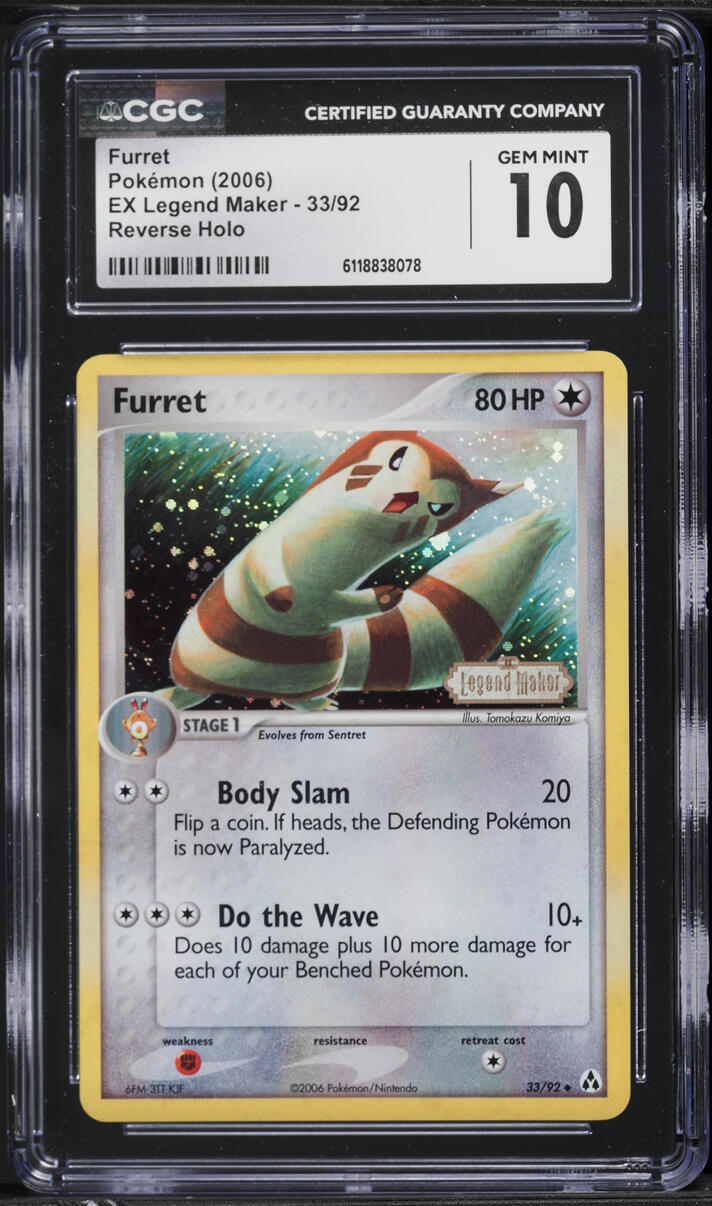 2006 Pokemon EX Legend Maker Reverse Holo Furret #33 CGC 10 GEM MINT