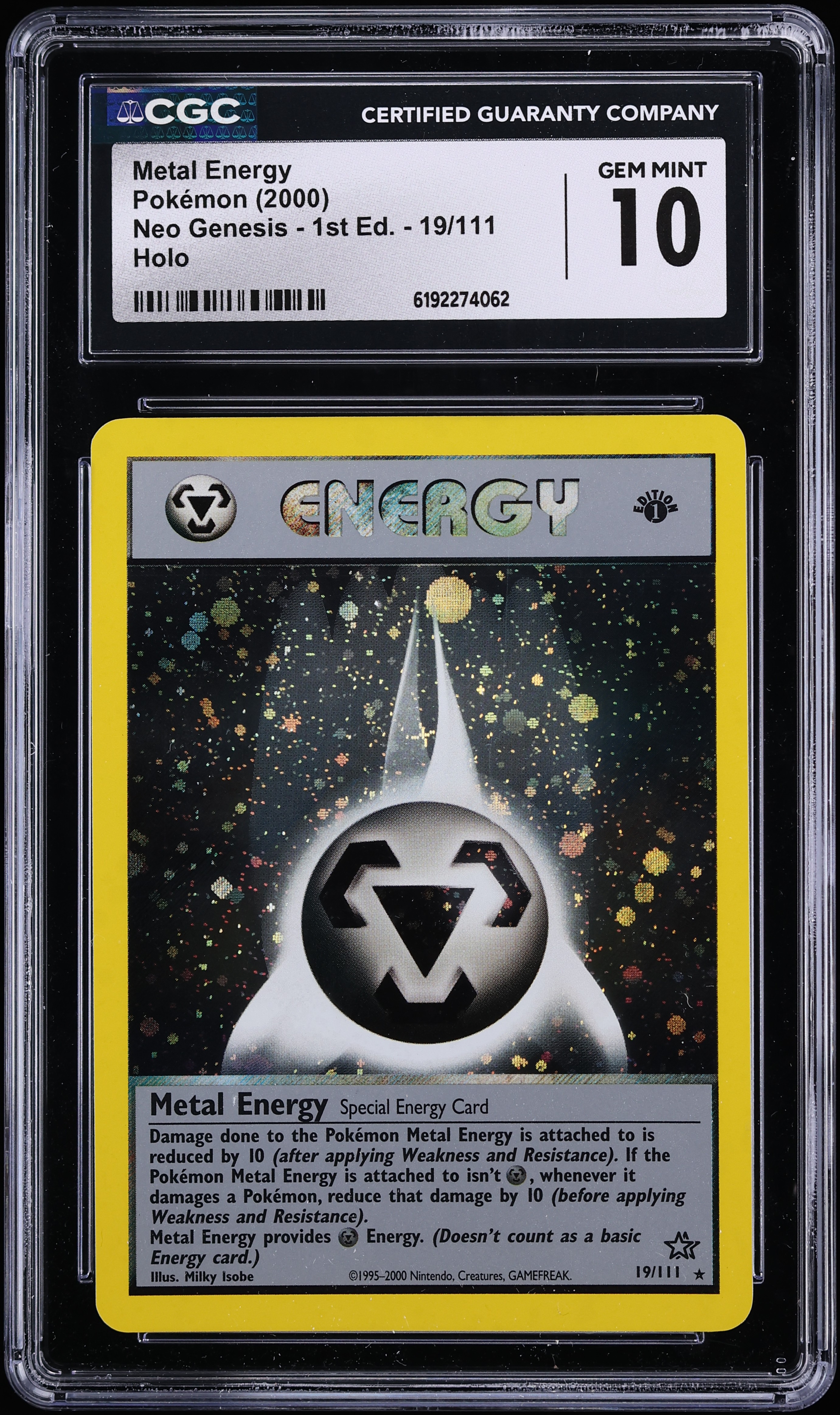 2000 Pokemon Neo Genesis 1st Edition Holo Metal Energy #19 CGC 10 GEM MINT