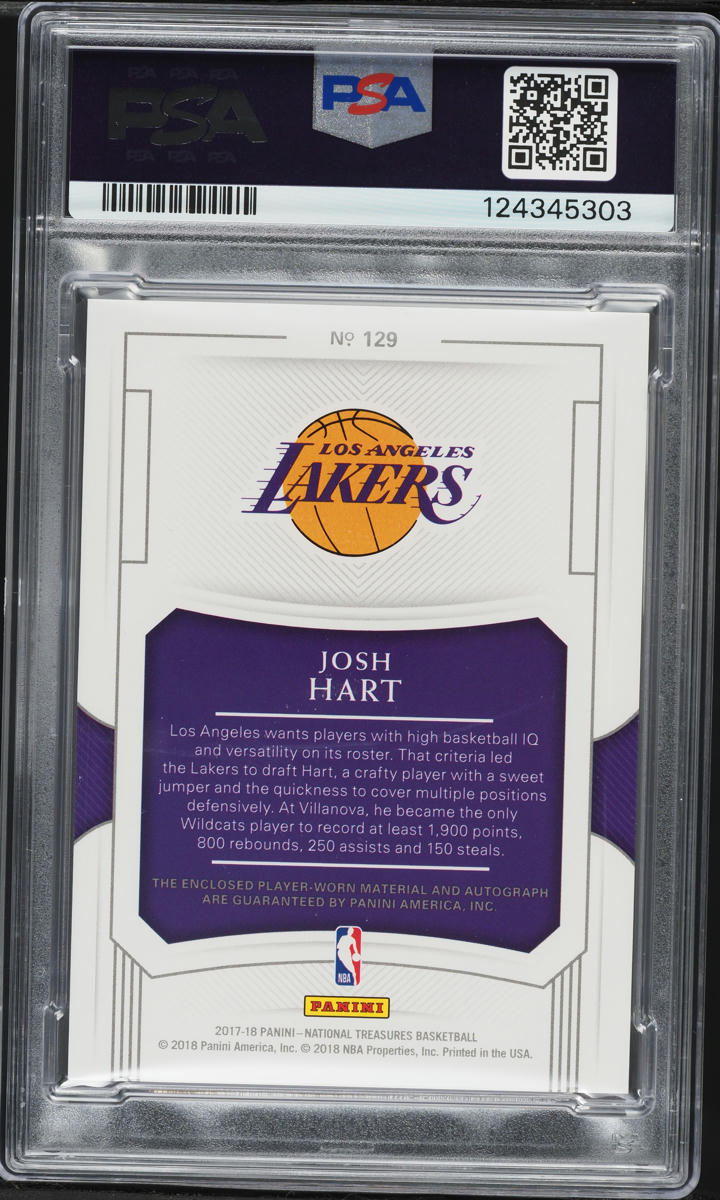 2017 National Treasures Josh Hart ROOKIE PATCH AUTO /99 #129 PSA 7 NRMT