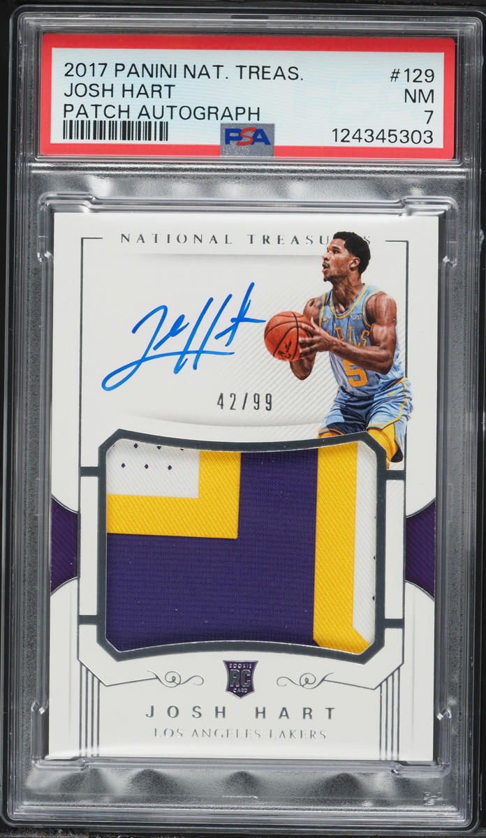 2017 National Treasures Josh Hart ROOKIE PATCH AUTO /99 #129 PSA 7 NRMT