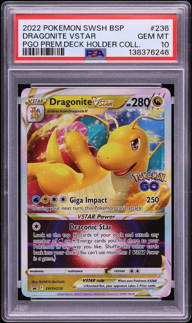 2022 Pokemon Sword & Shield Pokemon GO Promo Holo Dragonite VSTAR #236 PSA 10 GEM MINT