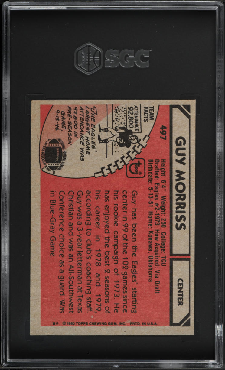 1980 Topps Football Guy Morriss #497 SGC 4.5 VGEX+