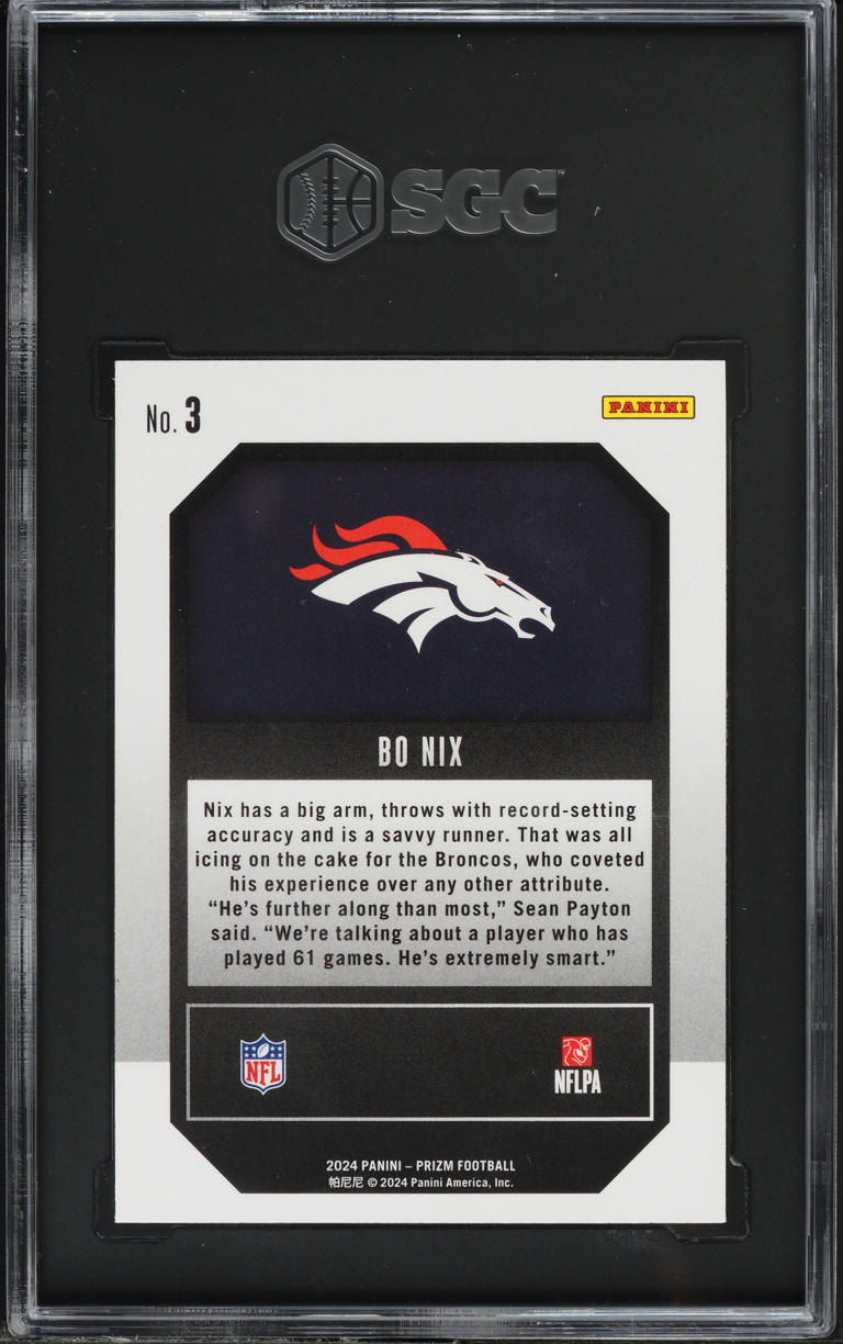 2024 Panini Prizm Emergent Bo Nix ROOKIE #3 SGC 9.5 MINT+
